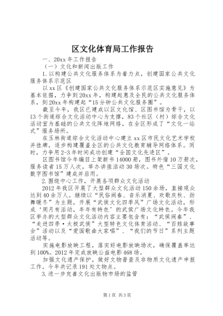 区文化体育局工作报告 