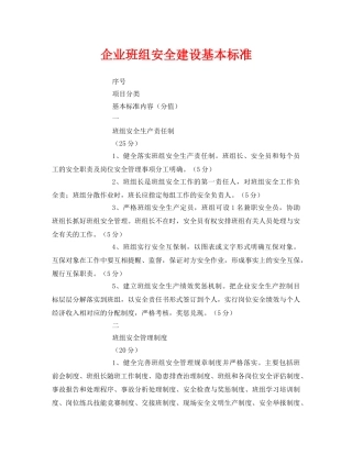 《安全管理》之企业班组安全建设基本标准 