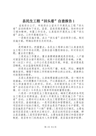 县民生工程“回头看”自查报告1 