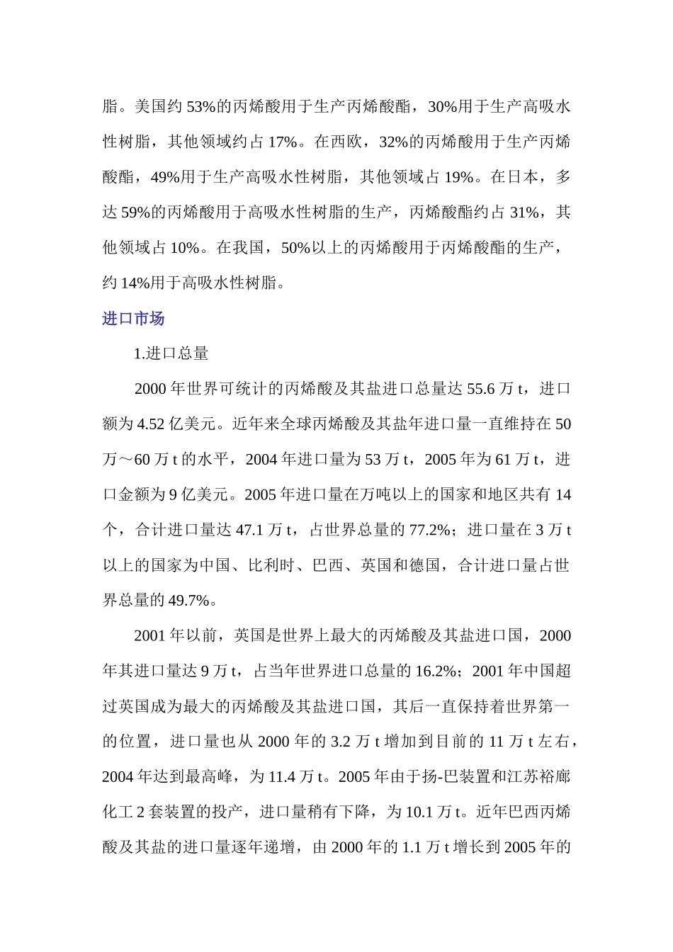 世界丙烯酸市场概况进出口竞争分析_第2页