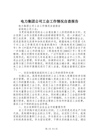 电力集团公司工会工作情况自查报告 