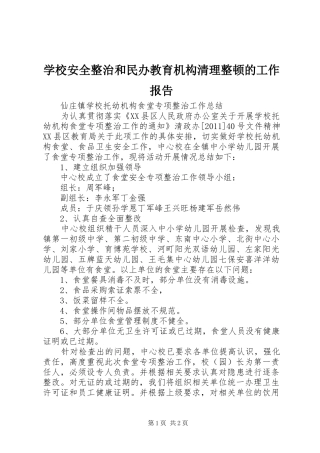 学校安全整治和民办教育机构清理整顿的工作报告 