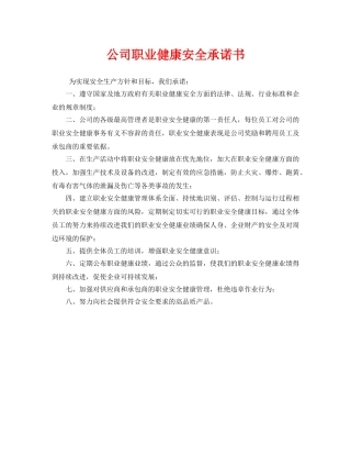 《安全管理文档》之公司职业健康安全承诺书 