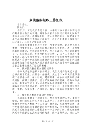 乡镇落实组织工作汇报 