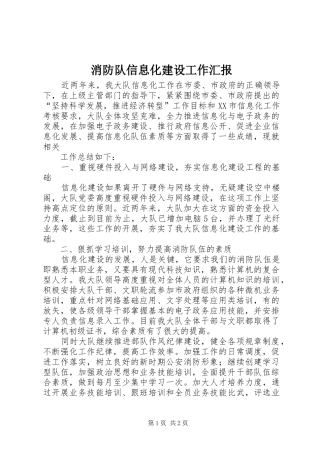 消防队信息化建设工作汇报2