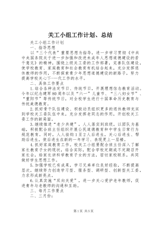 关工小组工作计划、总结
