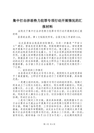 集中打击涉恶势力犯罪专项行动开展情况的汇报材料 