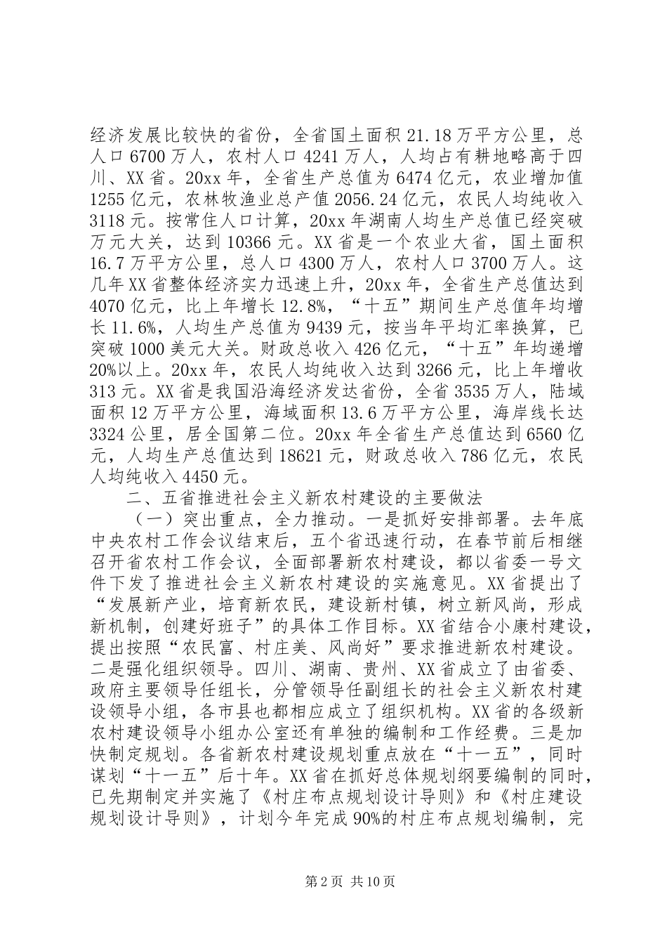 四川、贵州、湖南、江西、XX省社会主义新农村建设学习考察报告 _第2页