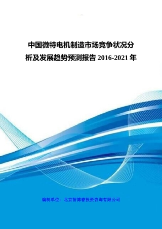 中国微特电机制造市场竞争状况分析及发展趋势预测报告2