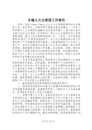 乡镇人大主席团工作报告 