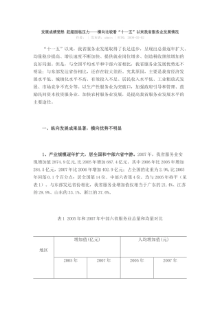 中国中部的服务业发展对比。