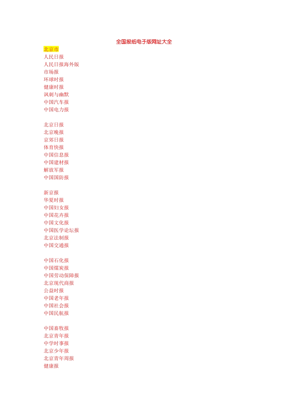 全国电视台报纸名称大全_第1页