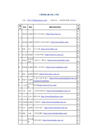 中国传媒大腕100人列表