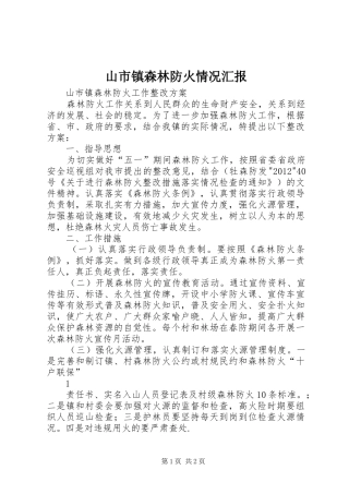 山市镇森林防火情况汇报 