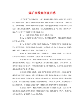 《安全管理文档》之煤矿事故案例观后感 