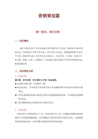 《合肥市城市天地项目营销策划方案》