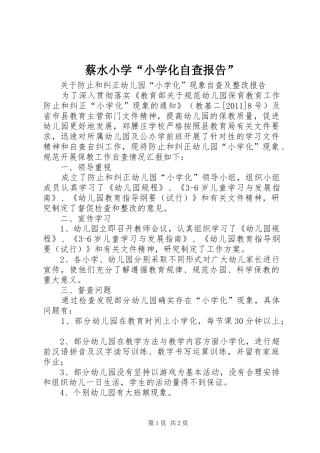 蔡水小学“小学化自查报告” 