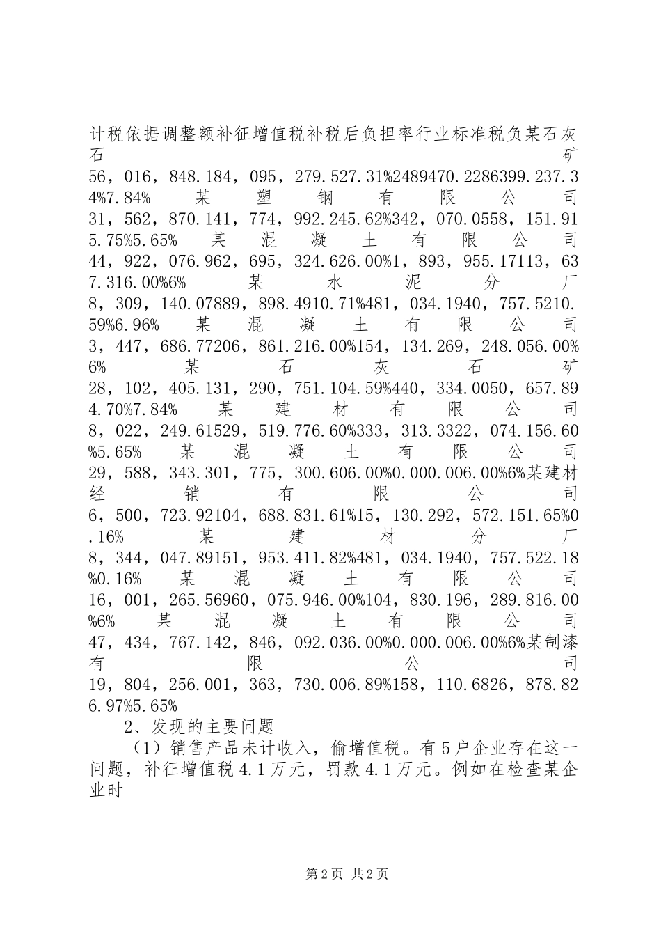 市部分建材企业纳税检查调研工作报告 _第2页