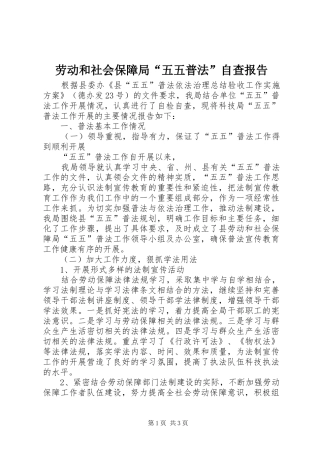 劳动和社会保障局“五五普法”自查报告 
