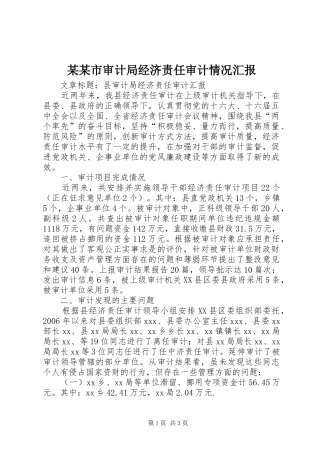 某某市审计局经济责任审计情况汇报 