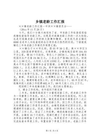 乡镇老龄工作汇报 