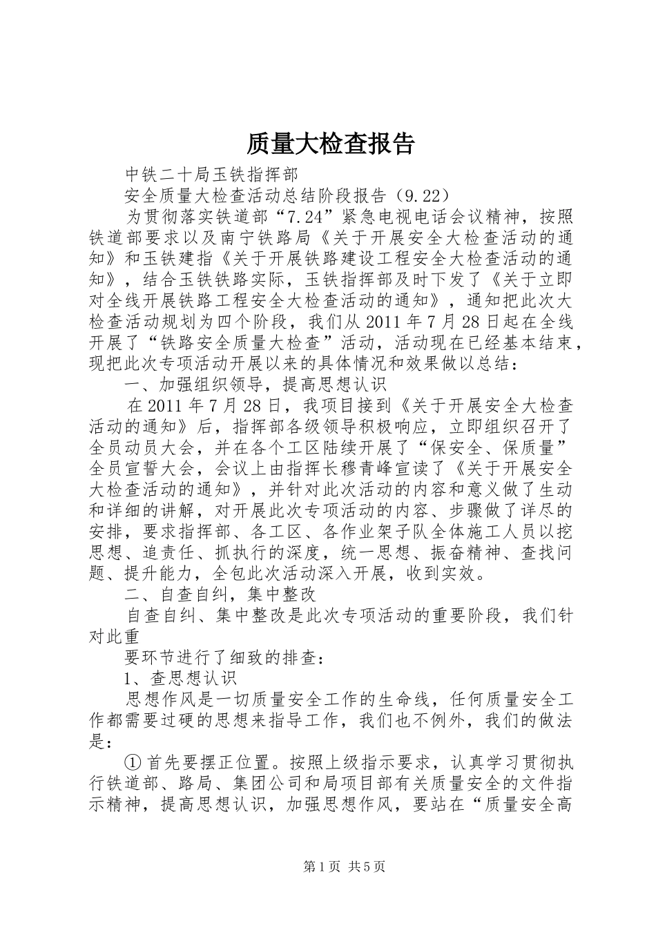 质量大检查报告 _第1页