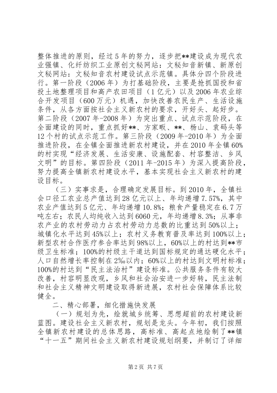 社会主义新农村建设试点示范镇工作汇报 _第2页