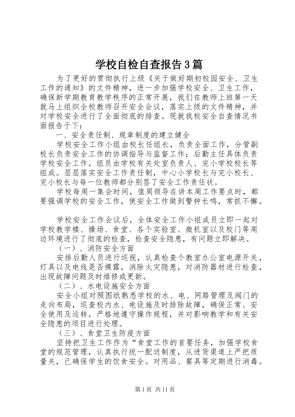 学校自检自查报告3篇 _第1页