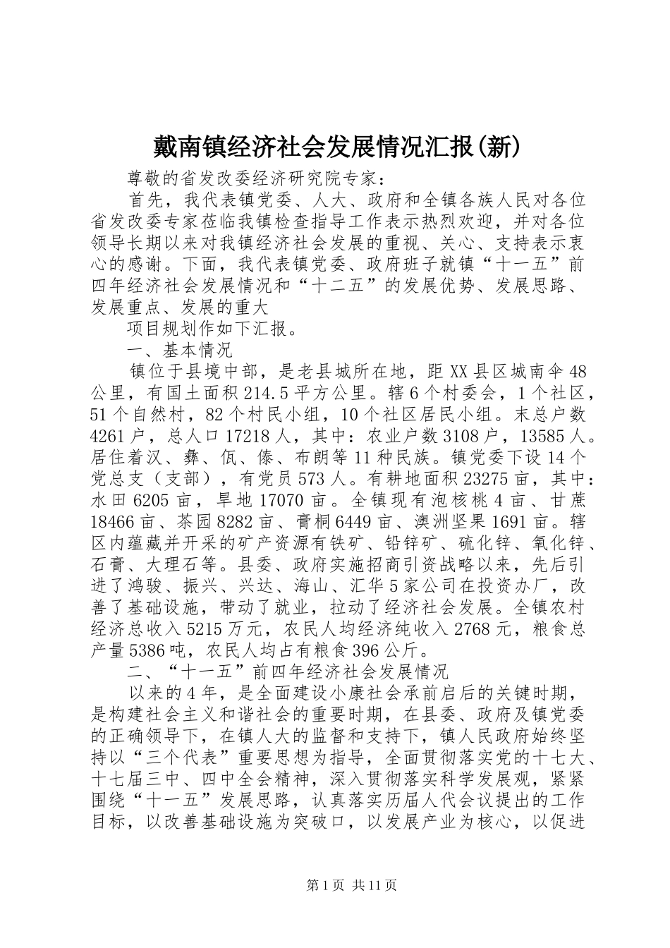 戴南镇经济社会发展情况汇报(新) _第1页