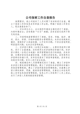 公司保密工作自查报告 