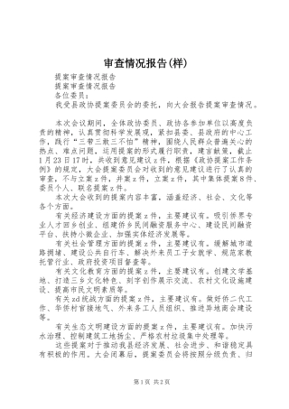 审查情况报告(样) 