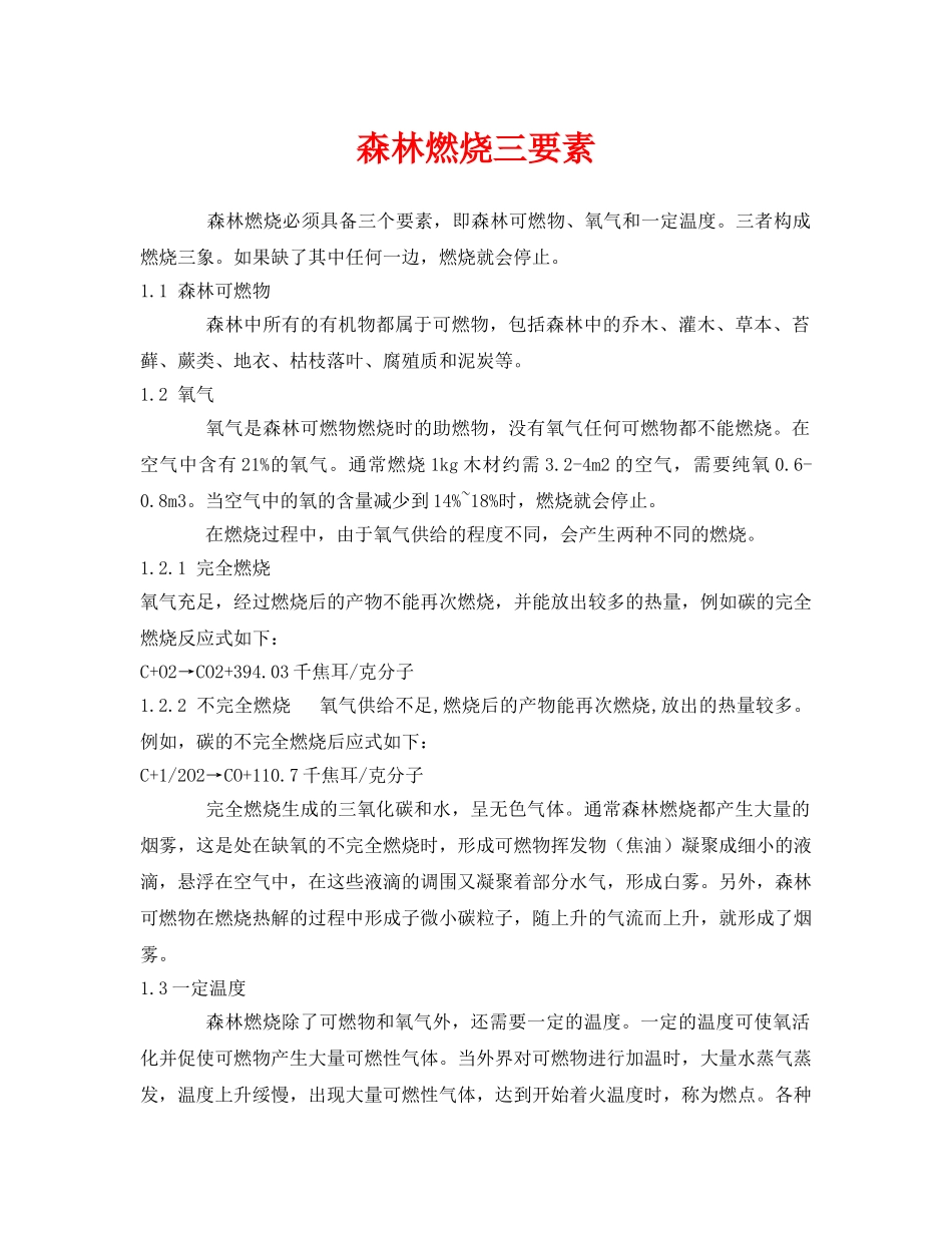 《安全管理》之森林燃烧三要素 _第1页