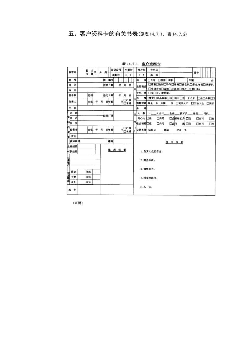 五、客户资料卡的有关书表_第1页