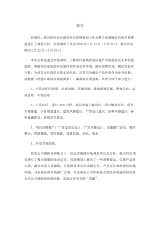 XXXX年孝感长湖项目营销策划方案