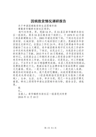 因病致贫情况调研报告 