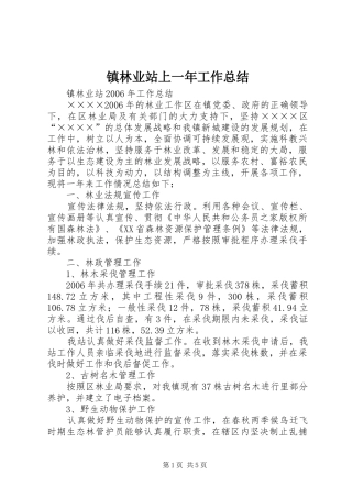 镇林业站上一年工作总结