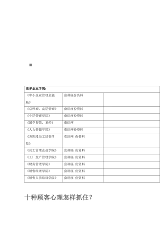 十种顾客心理如何抓住