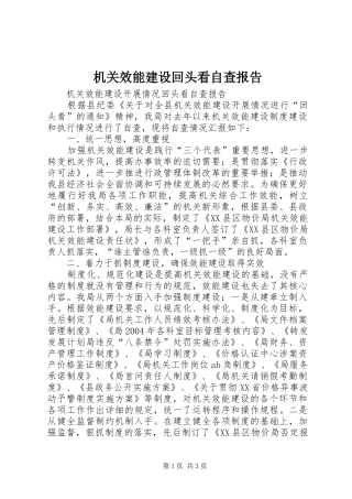 机关效能建设回头看自查报告 