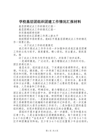 学校基层团组织团建工作情况汇报材料 