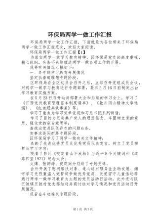 环保局两学一做工作汇报 