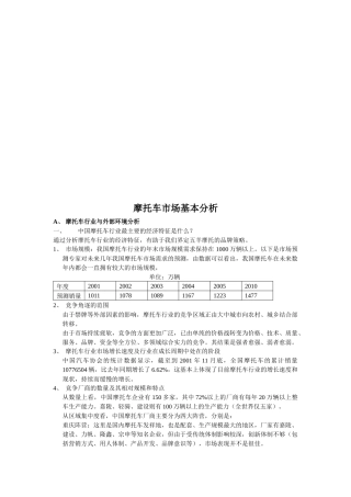 关于摩托车市场基本分析