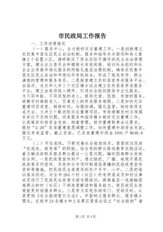 市民政局工作报告1 