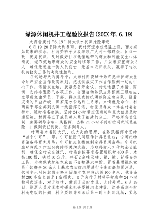 绿源休闲机井工程验收报告(20XX年.6.19) 