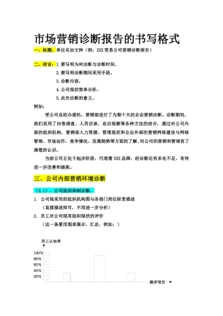 市场营销诊断报告的书写模板
