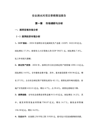 安业清水河项目营销策划报告