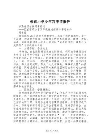 朱营小学少年宫申请报告 