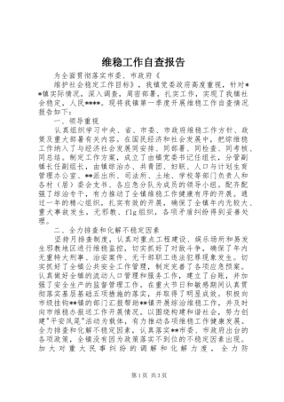 维稳工作自查报告 