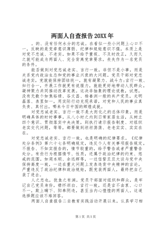 两面人自查报告20XX年