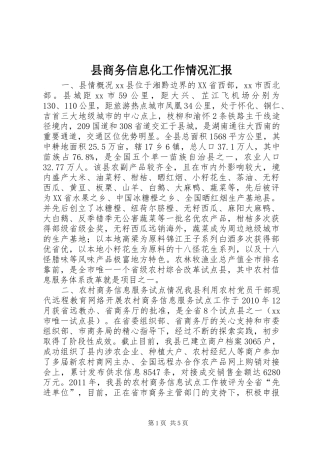 县商务信息化工作情况汇报 