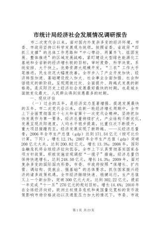 市统计局经济社会发展情况调研报告 